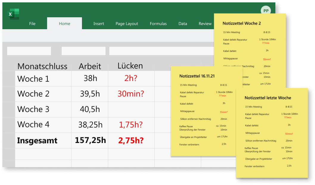 Recalculating timesheets in Excel at month end