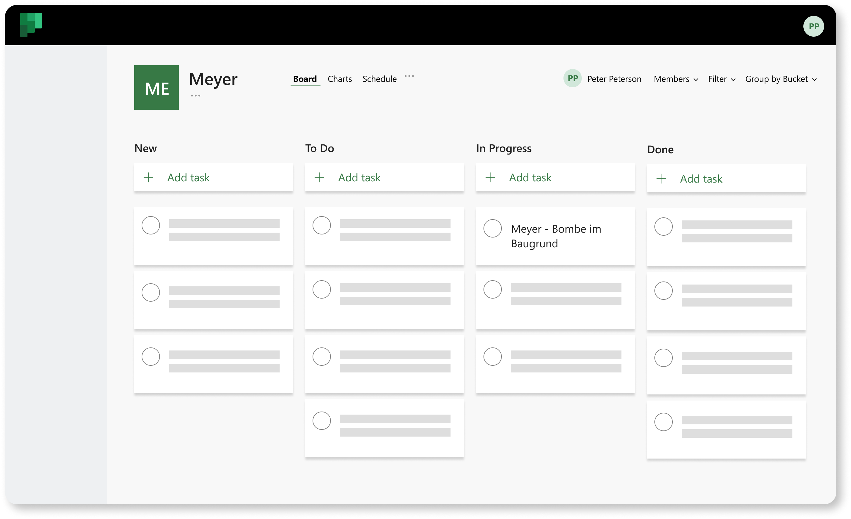Selecting a task in Microsoft Planner