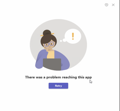 Microsoft Teams error: problem reaching this app